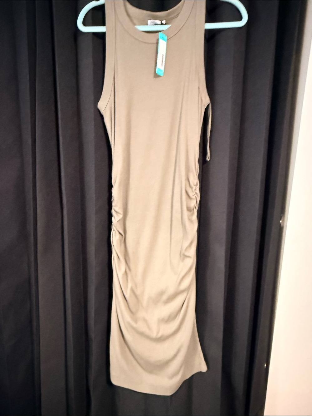 Michael Stars Olive Tank Midi Dress with Side Ruching